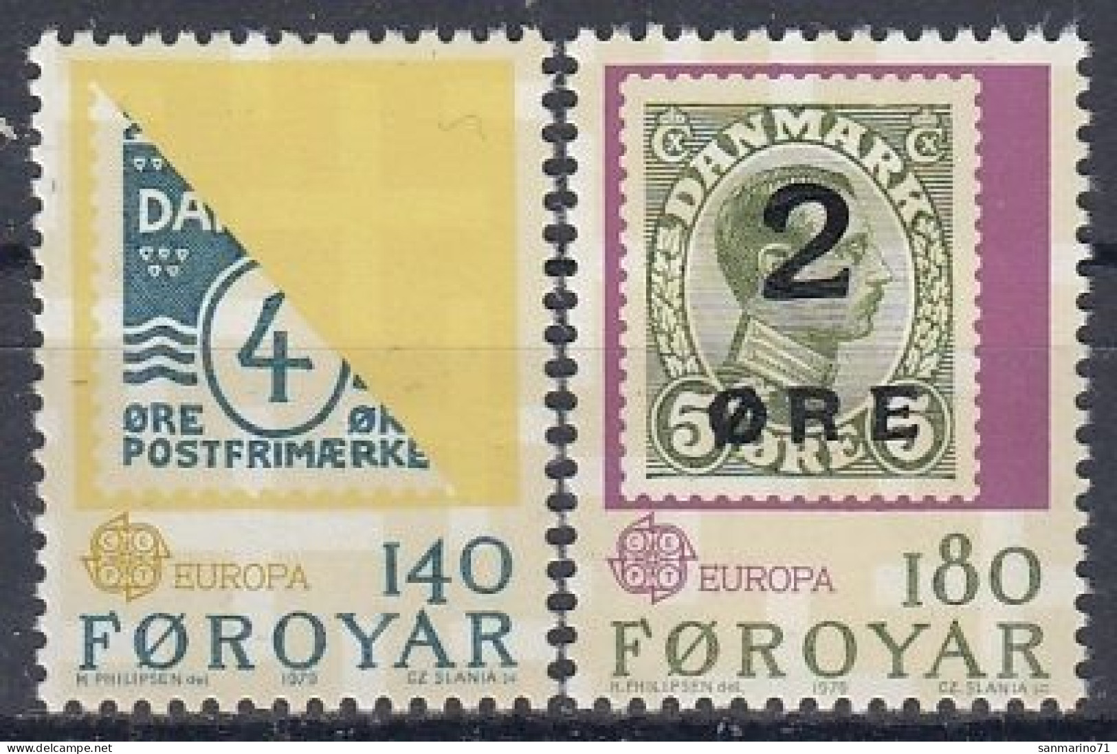 FAROE ISLANDS 43-44,unused - Stamps On Stamps