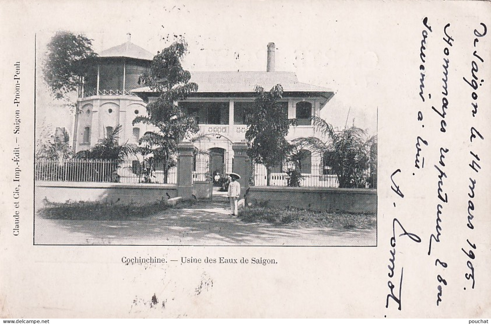 DE Nw27- COCHINCHINE - VIETNAM - USINE DES EAUX DE SAIGON - CORRESPONDANCE SAIGON 1905 - Vietnam