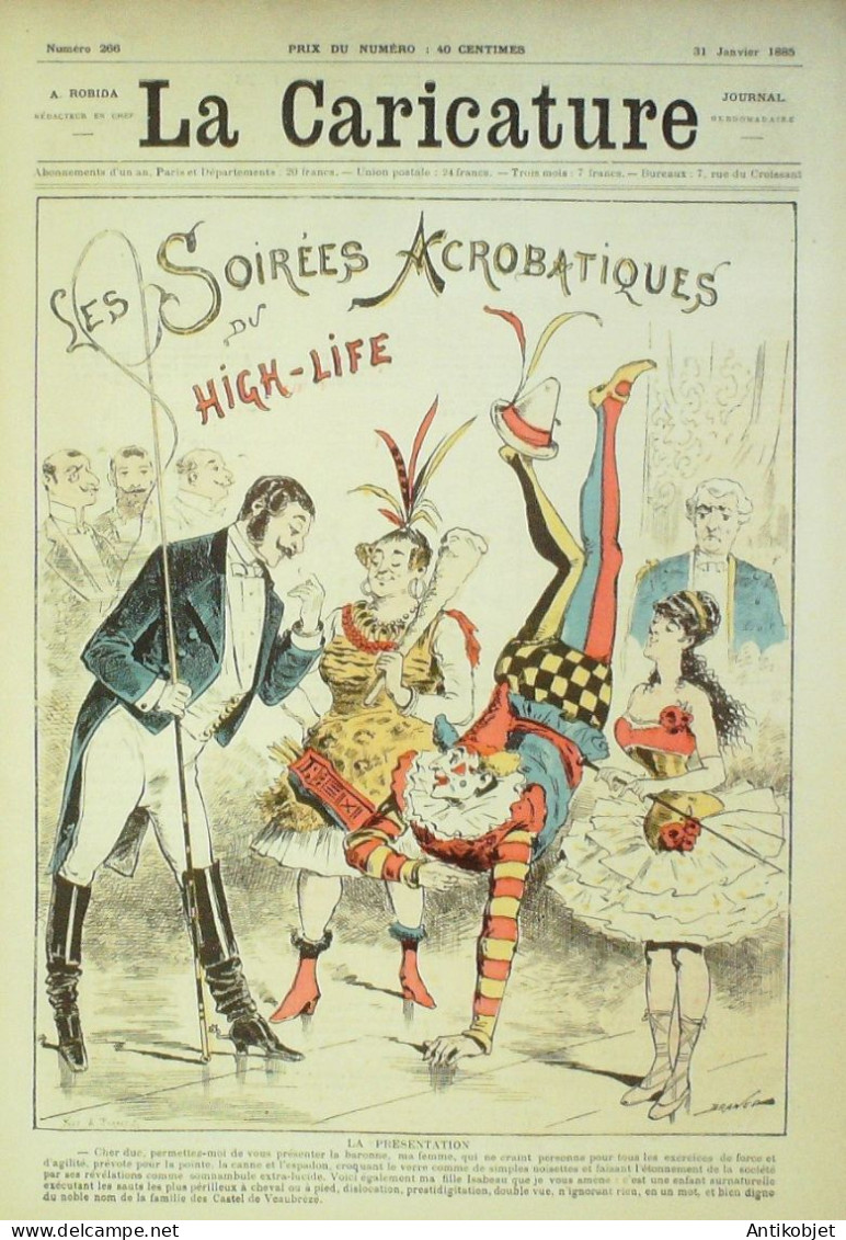 La Caricature 1885 N°266 Soirées Acrobatiques Du High-Life Draner L'Eden Sorel Loys Trock - Tijdschriften - Voor 1900