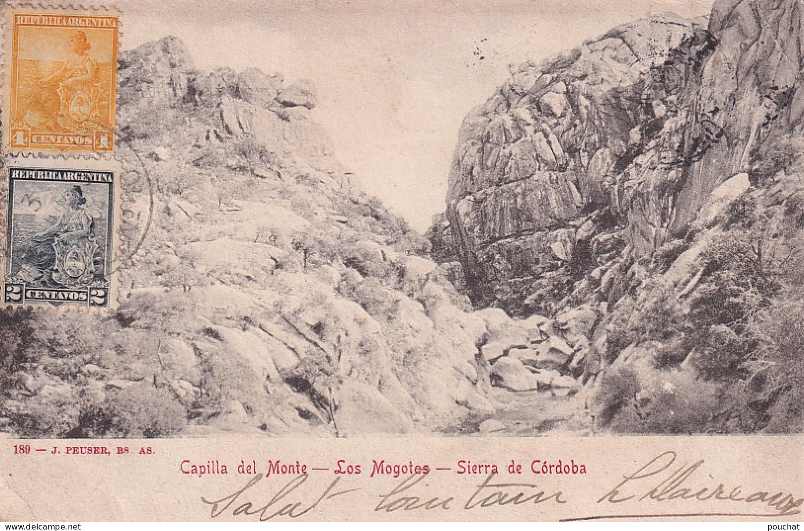 DE Nw28- CAPILLA DEL MONTE - LOS MOGOTES - SIERRA DE CORDOBA - ARGENTINA - OBLITERATION 1904 - Argentina