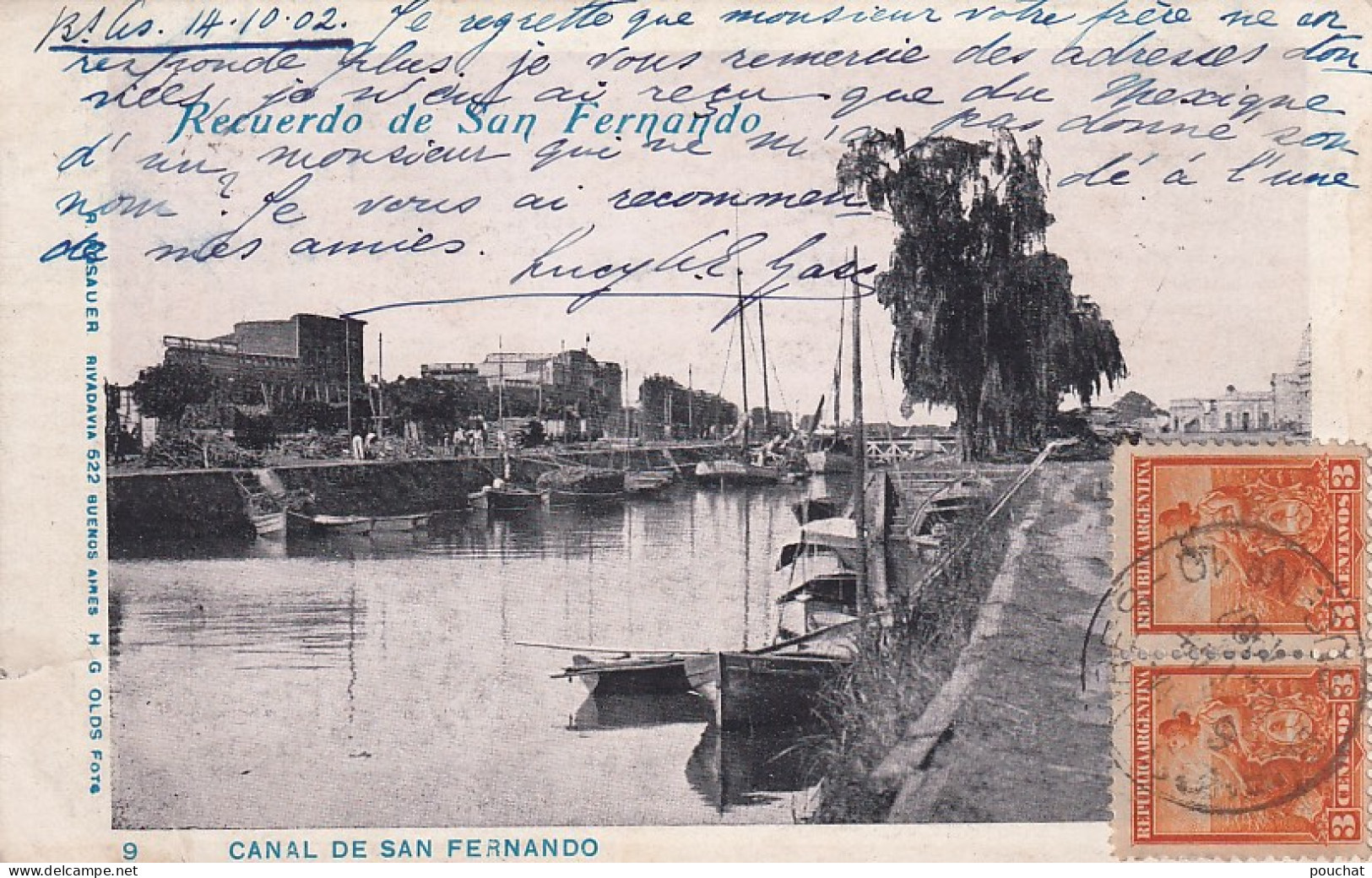 DE Nw28- CANAL DE SAN FERNANDO  - RECUERDO DE SAN FERNANDO -  ARGENTINA - OBLITERATION 1902 - Argentinië
