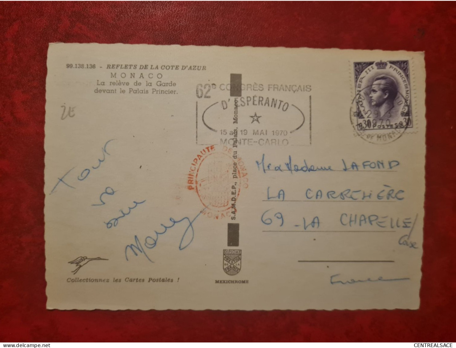 Carte MONACO 1970 62° CONGRES ESPERANTO MONTE CARLO - Storia Postale