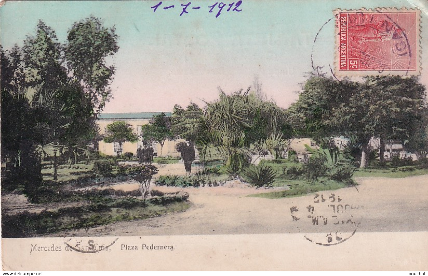 DE Nw28- MERCEDES DE SAN LUIS  - PLAZA PEDERNERA  -  ARGENTINA - CORRESPONDANCE 1912 - Argentinië