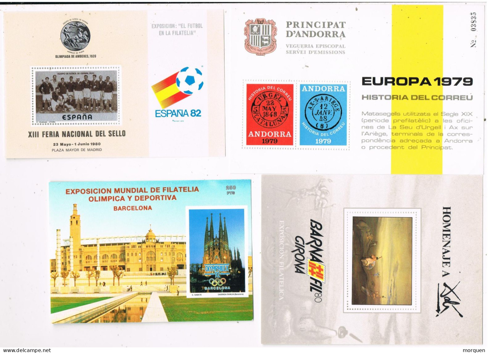 53952. Gran Lote 12 Hojitas Viñetas ESPAÑA, OCASION, Dalí, Barnafil, COBI, Marbella, Futbol 1978-1993 ** - Plaatfouten & Curiosa