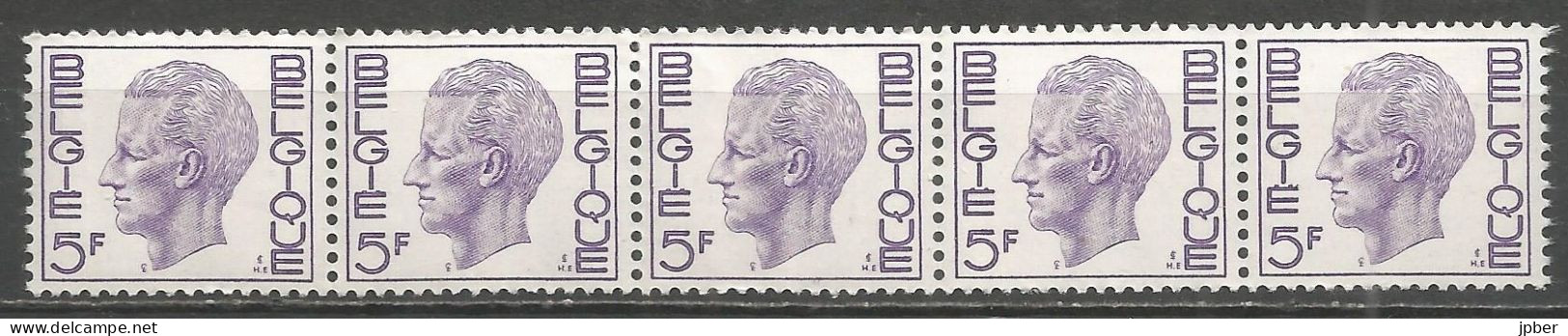 Belgique - Baudouin "Elström" Bande 5 Timbres Avec N° 505 Au Verso - N° R50 - Coil Stamps