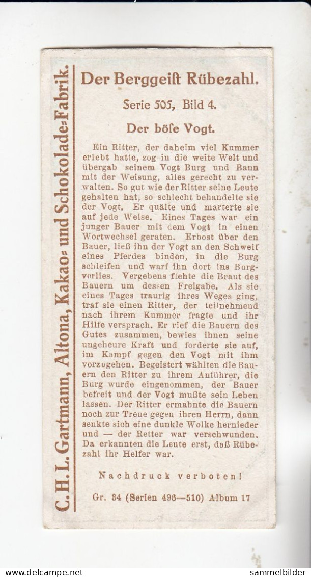 Gartmann Der Berggeist Rübezahl   Der Böse Vogt    Serie 505 #4 Von 1917 - Other & Unclassified