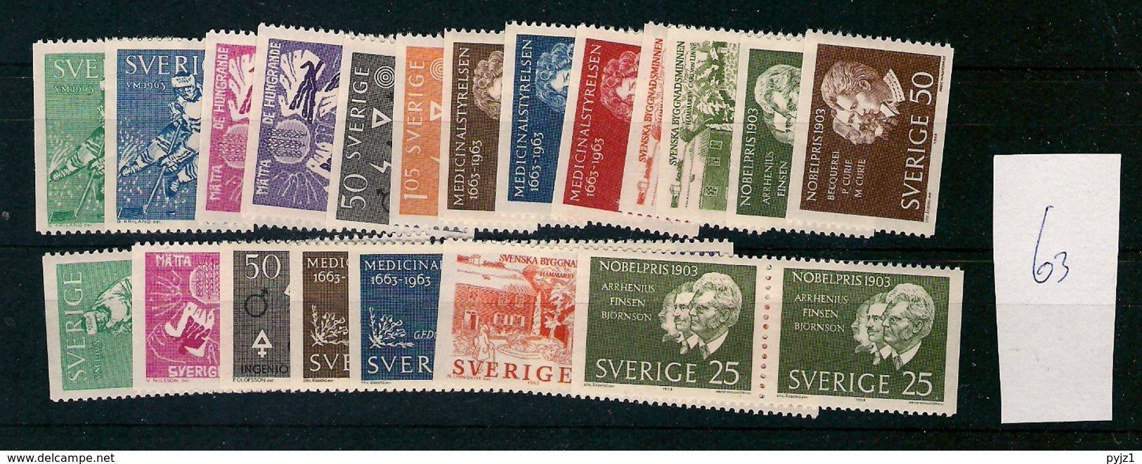 1963 MNH Sweden, Year According To Michel, Postfris - Komplette Jahrgänge