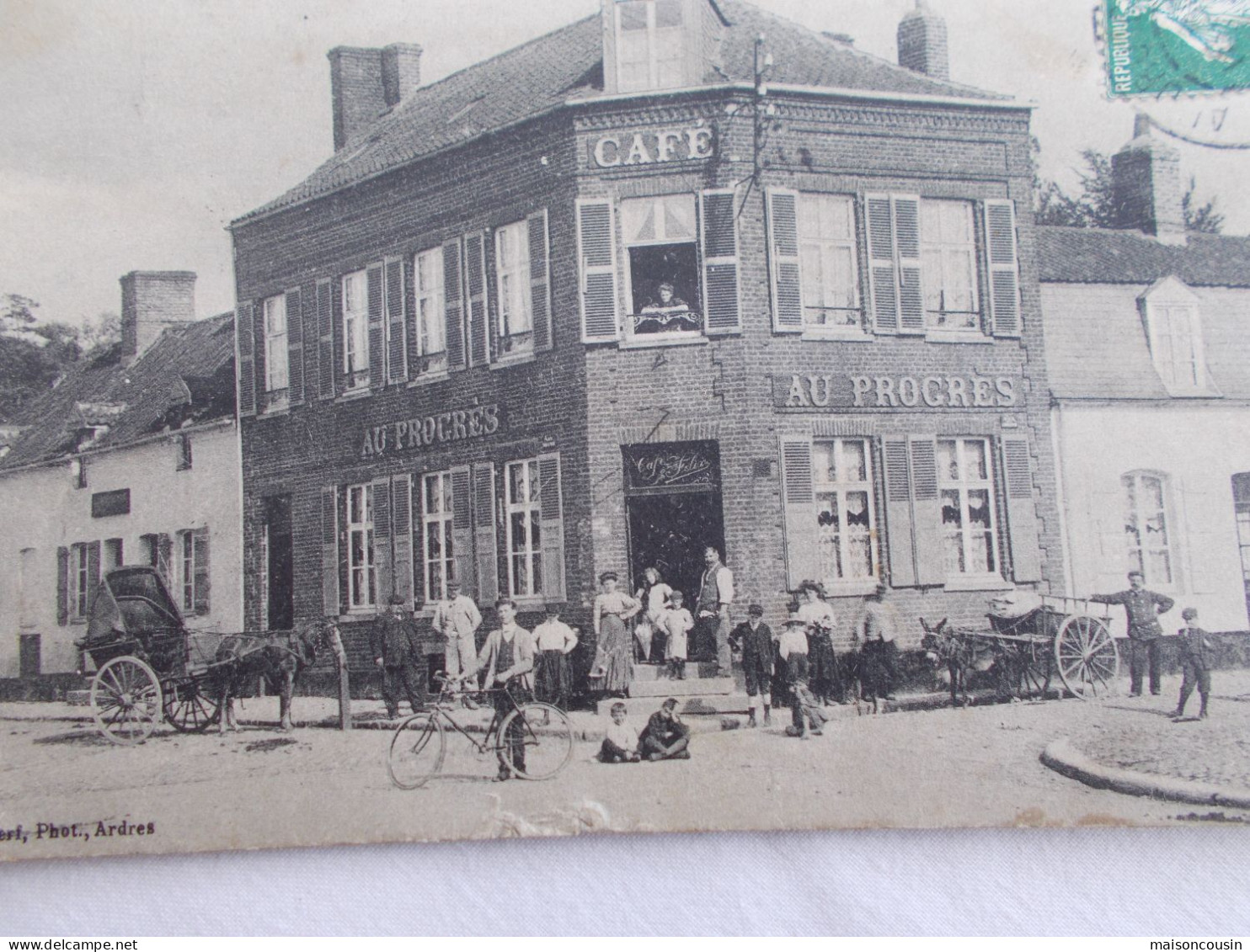 CPA CARTE POSTALE ANCIENNE ARDRES CAFE BARA AU PROGRES DEVANTURE CALAIS AUDRUICQ GUINES SNAPSHOT - Ardres