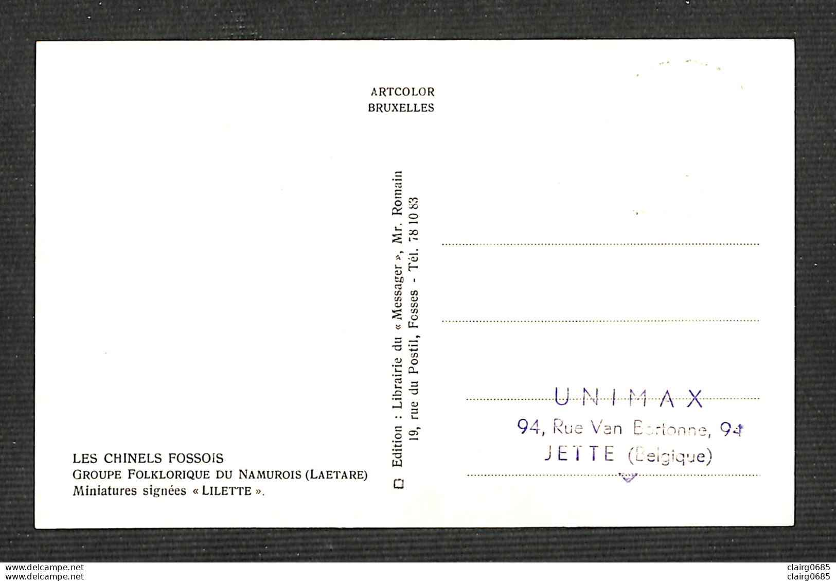 BELGIQUE - BELGIE - Carte MAXIMUM 1958 - LES CHINELS FOSSOIS - 1951-1960