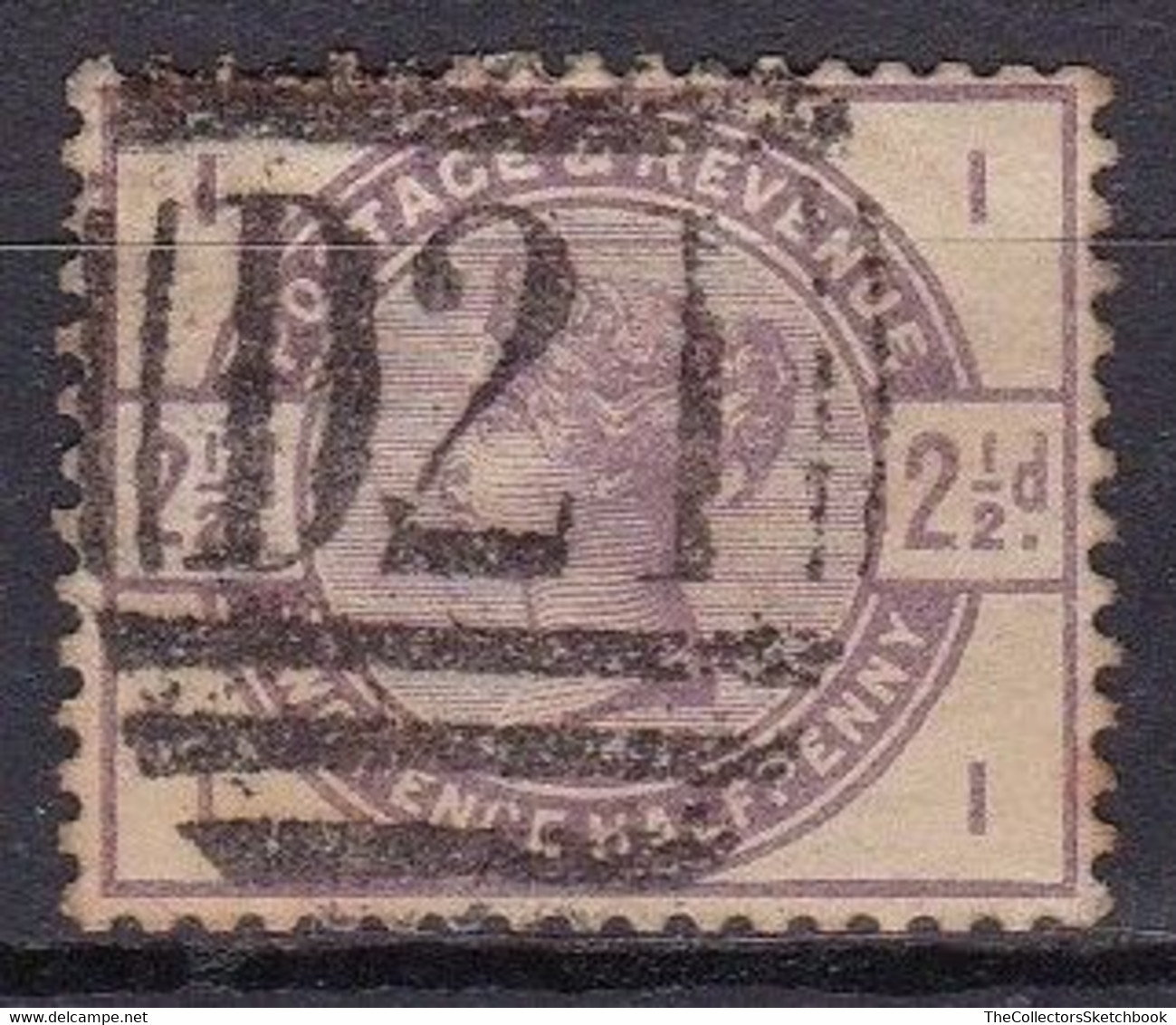 GB Victoria Surface Printed 2/1/2d Lilac Heavy Used / Discoloured  D21 Richmond Surrey - Used Stamps