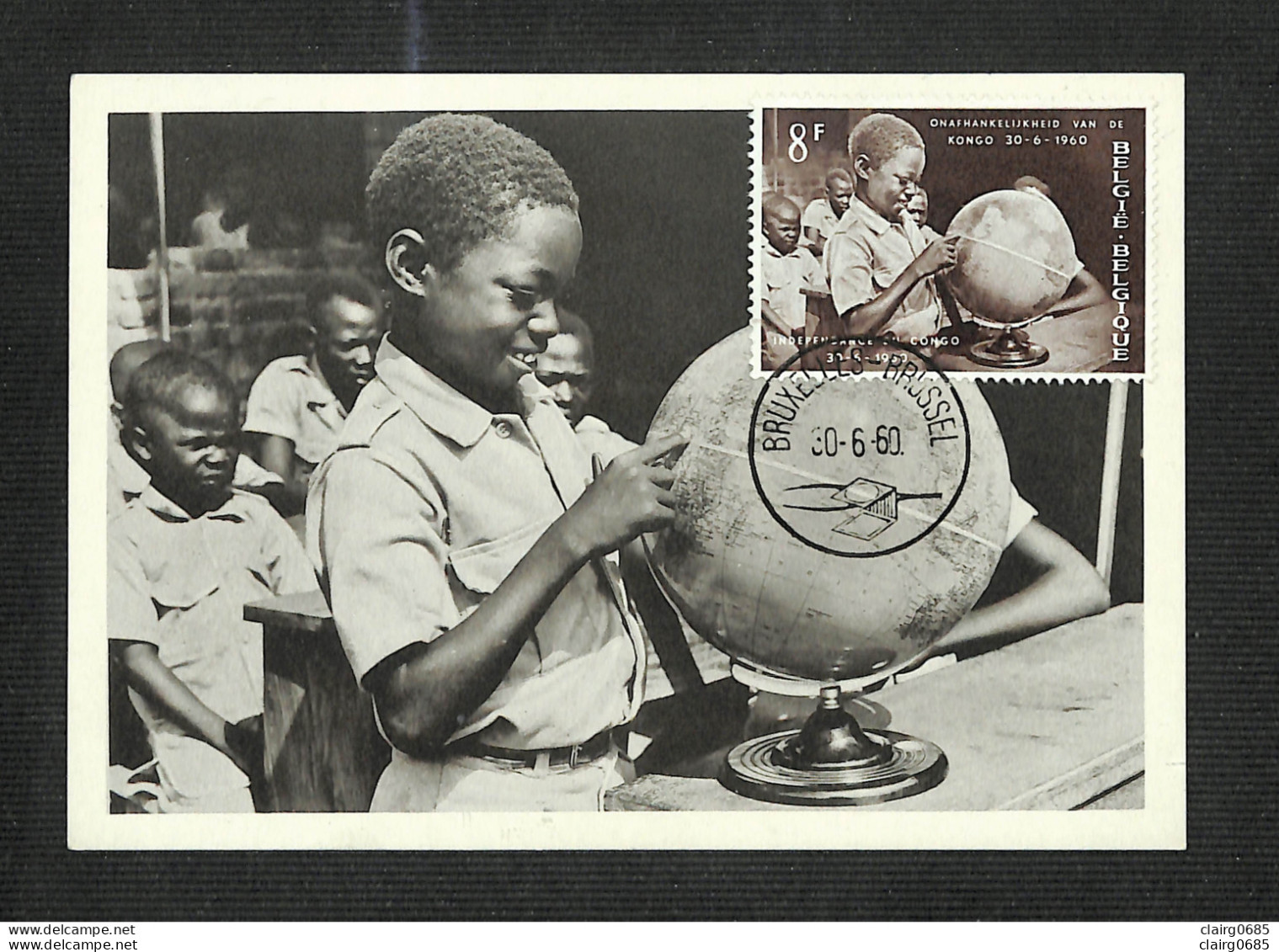 BELGIQUE - BELGIE - Carte MAXIMUM 1960 - INDÉPENDANCE DU CONGO - La Leçon De Géographie à L'école - 1951-1960