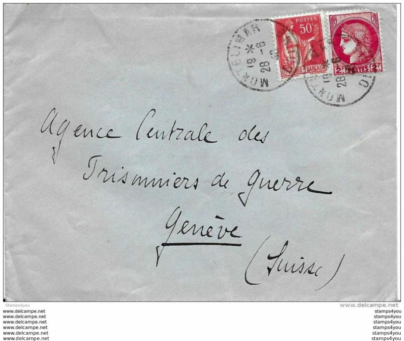 64 - 37 - Enveloppe Envoyée De Montelikmar à L'agence Prisonniers De Guerre Croix-Rouge Genève 1940 - Guerra Del 1939-45