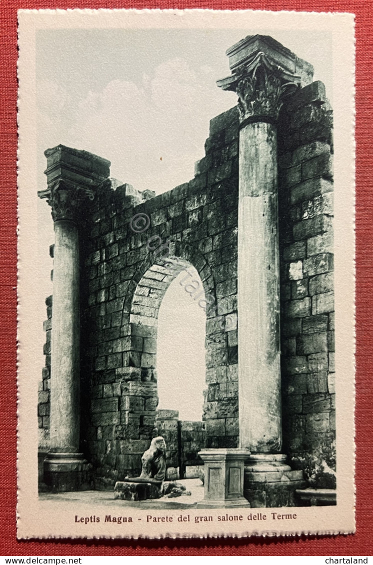 Cartolina Libia - Leptis Magna - Parete Del Gran Salone Delle Terme - 1930 Ca. - Otros & Sin Clasificación