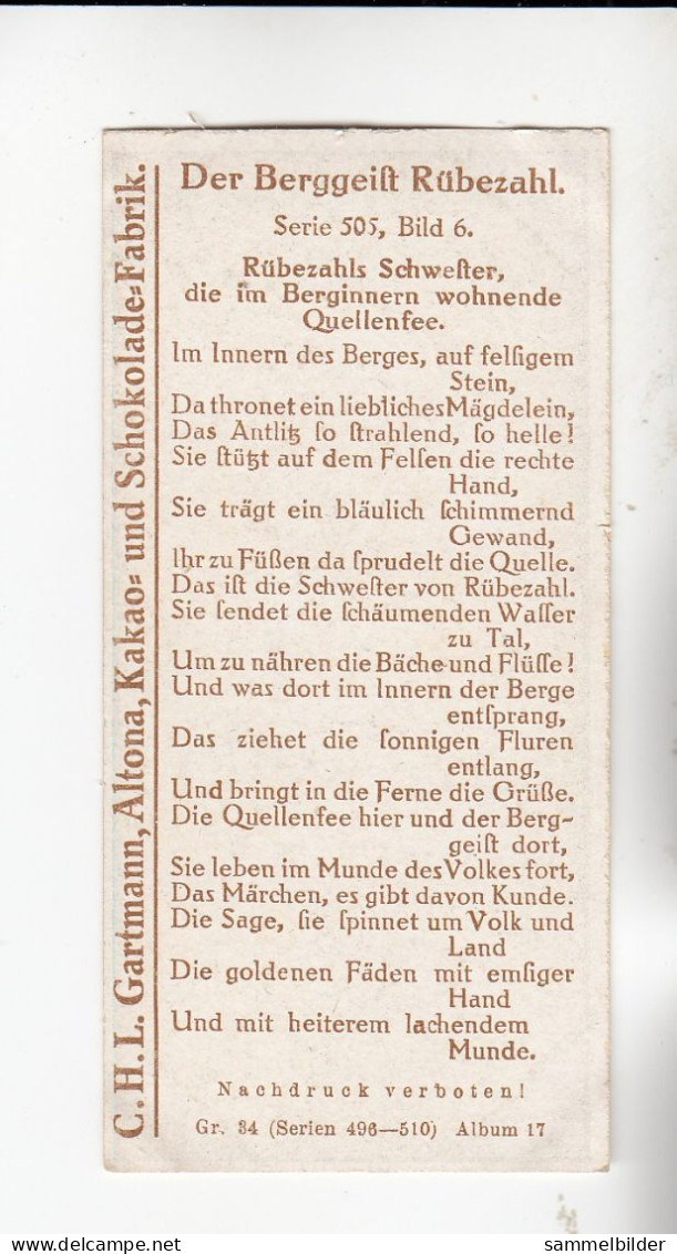 Gartmann Der Berggeist Rübezahl  Rübezahls Schwester Die Im Berginneren Wohende Quellenfee   Serie 505 #6 Von 1917 - Altri & Non Classificati