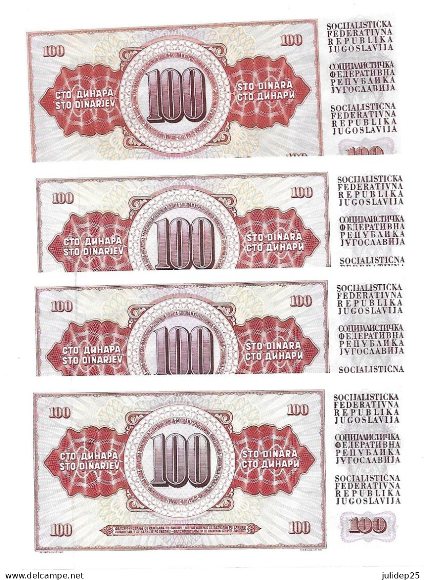 Yougoslavie Yugoslavia 100 Dinara 1965 / 1978 / 1981 / 1986 UNC / NEUF - Jugoslawien