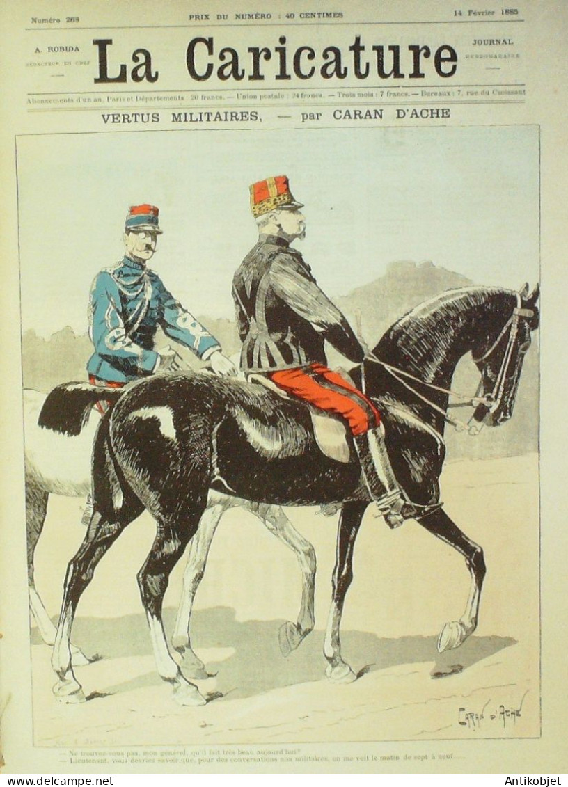 La Caricature 1885 N°268 Vertus Militaires Caran D'Ache Alex Dumas Robida Trock Malot Par Luque - Revistas - Antes 1900