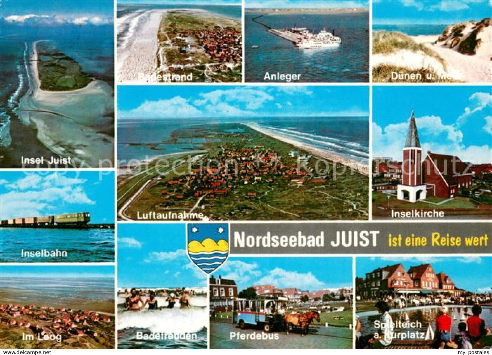 73778996 Juist Nordseebad Fliegeraufnahmen Strand Anleger Duenen Inselbahn Insel - Juist