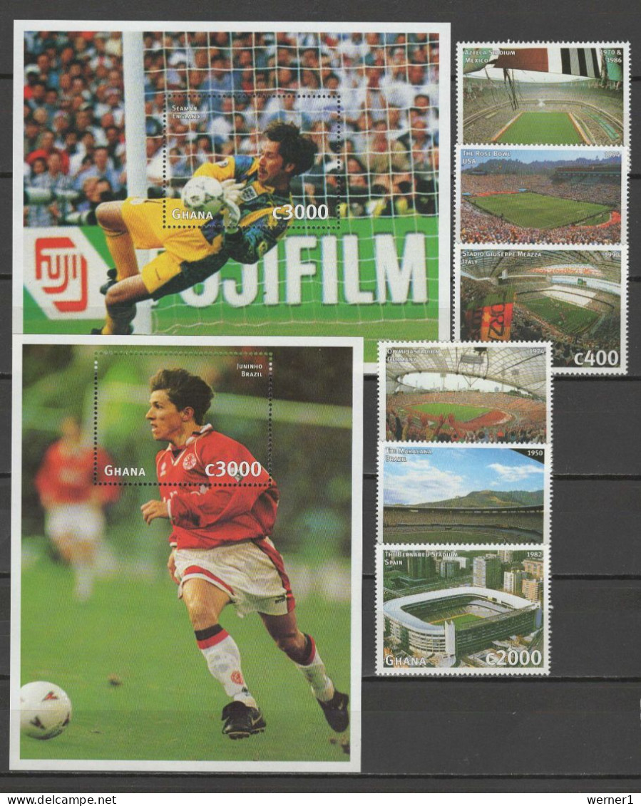 Ghana 1997 Football Soccer World Cup Set Of 6 + Sheetlet + 2 S/s MNH - 1998 – France