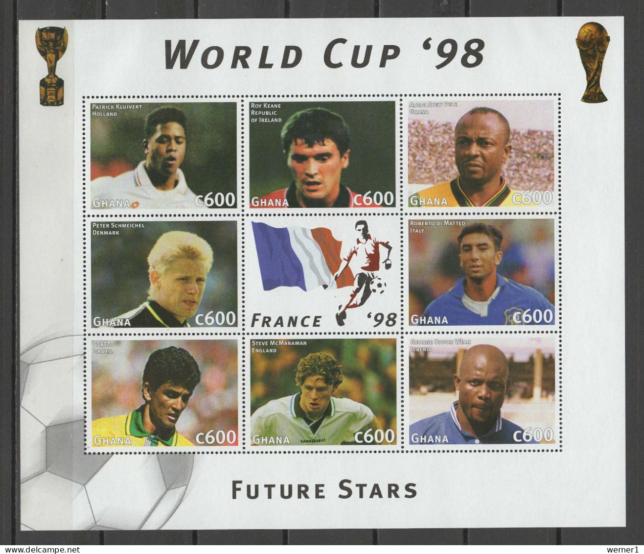 Ghana 1997 Football Soccer World Cup Set Of 6 + Sheetlet + 2 S/s MNH - 1998 – Francia