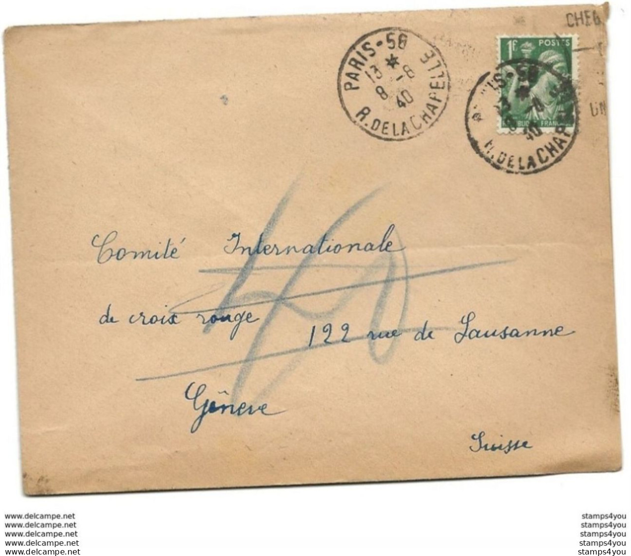 221 - 91 - Enveloppe Envoyée De Paris à La Croix Rouge Genève 1940 - Agence Prisonniers De Guerre - WW II