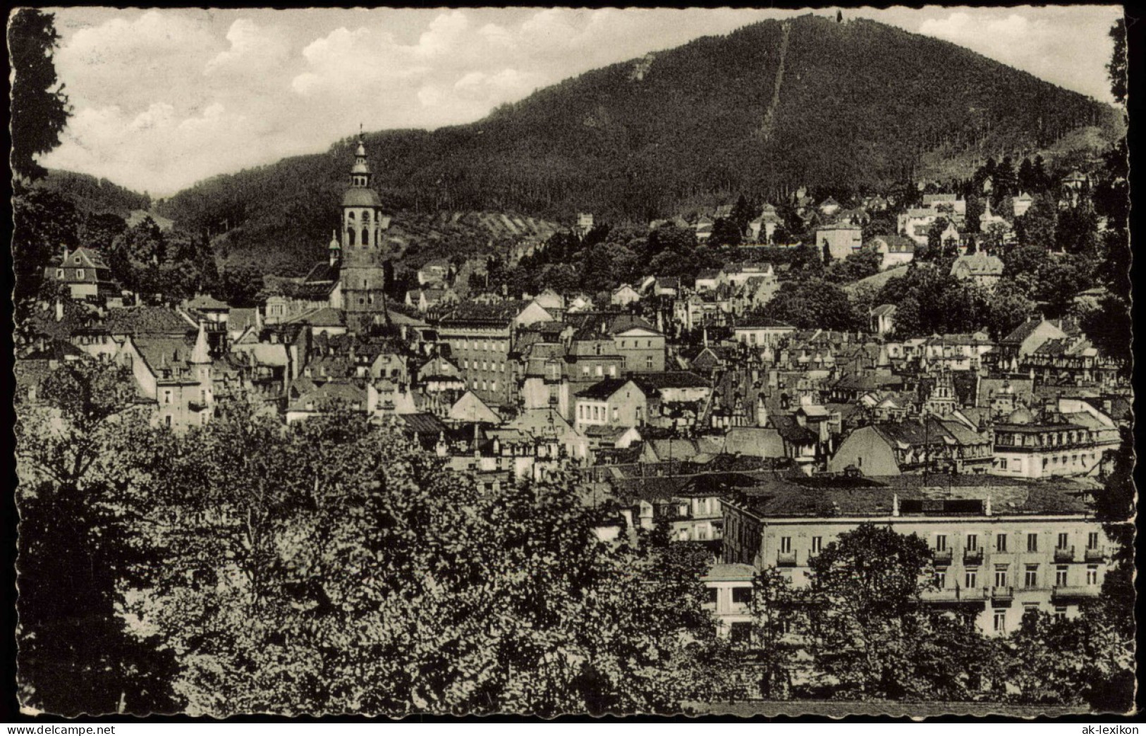 Ansichtskarte Baden-Baden Stadt Mit Merkur 1959 - Baden-Baden