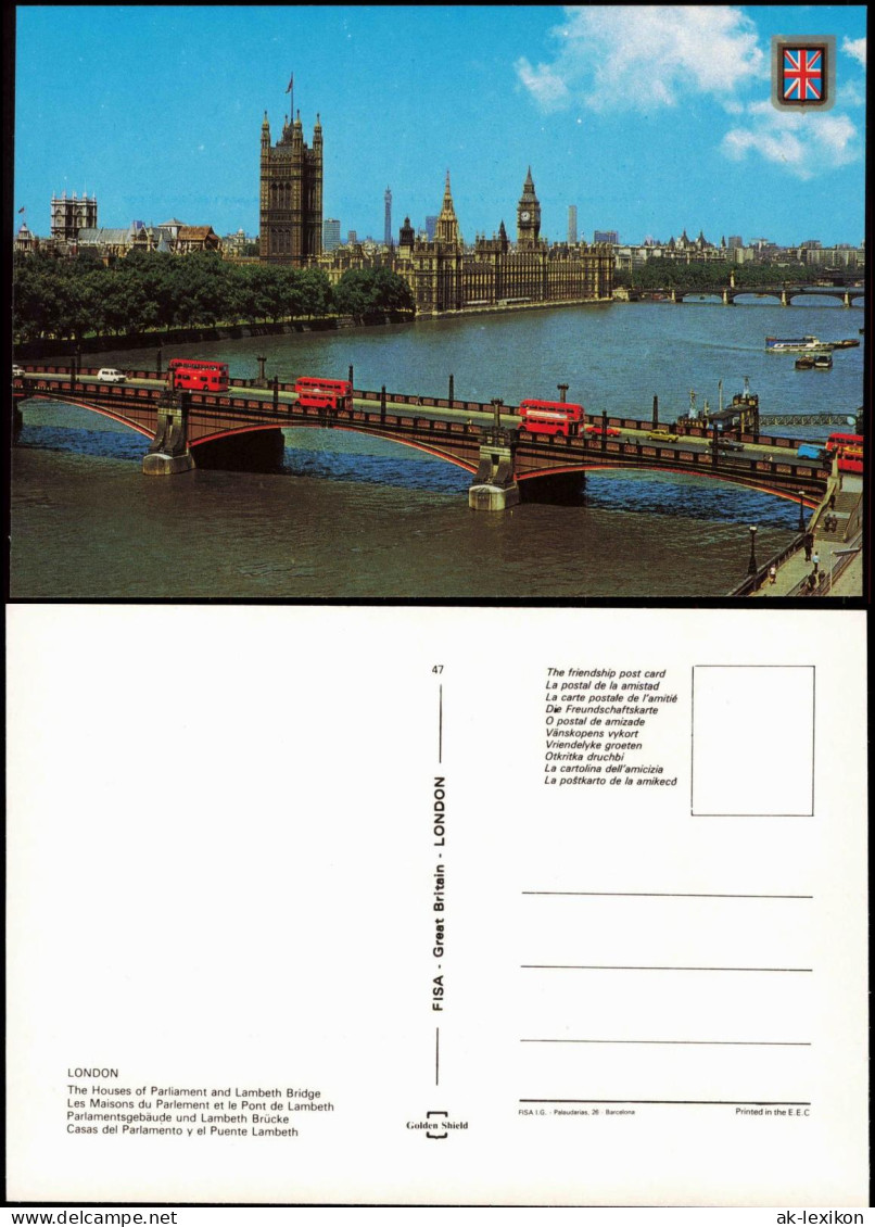Postcard London The Houses Of Parliament And Lambeth Bridge 1980 - Sonstige & Ohne Zuordnung