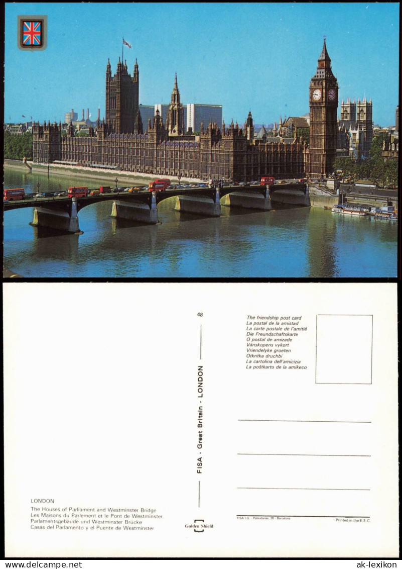 Postcard London Houses Of Parliament, Parlamentshaus, Big Ben 1980 - Andere & Zonder Classificatie