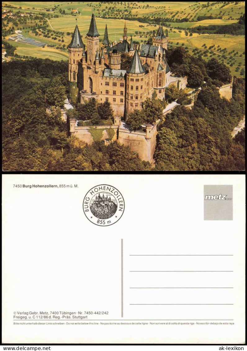Ansichtskarte Hechingen Luftaufnahme Der Burg Hohenzollern 1980 - Hechingen