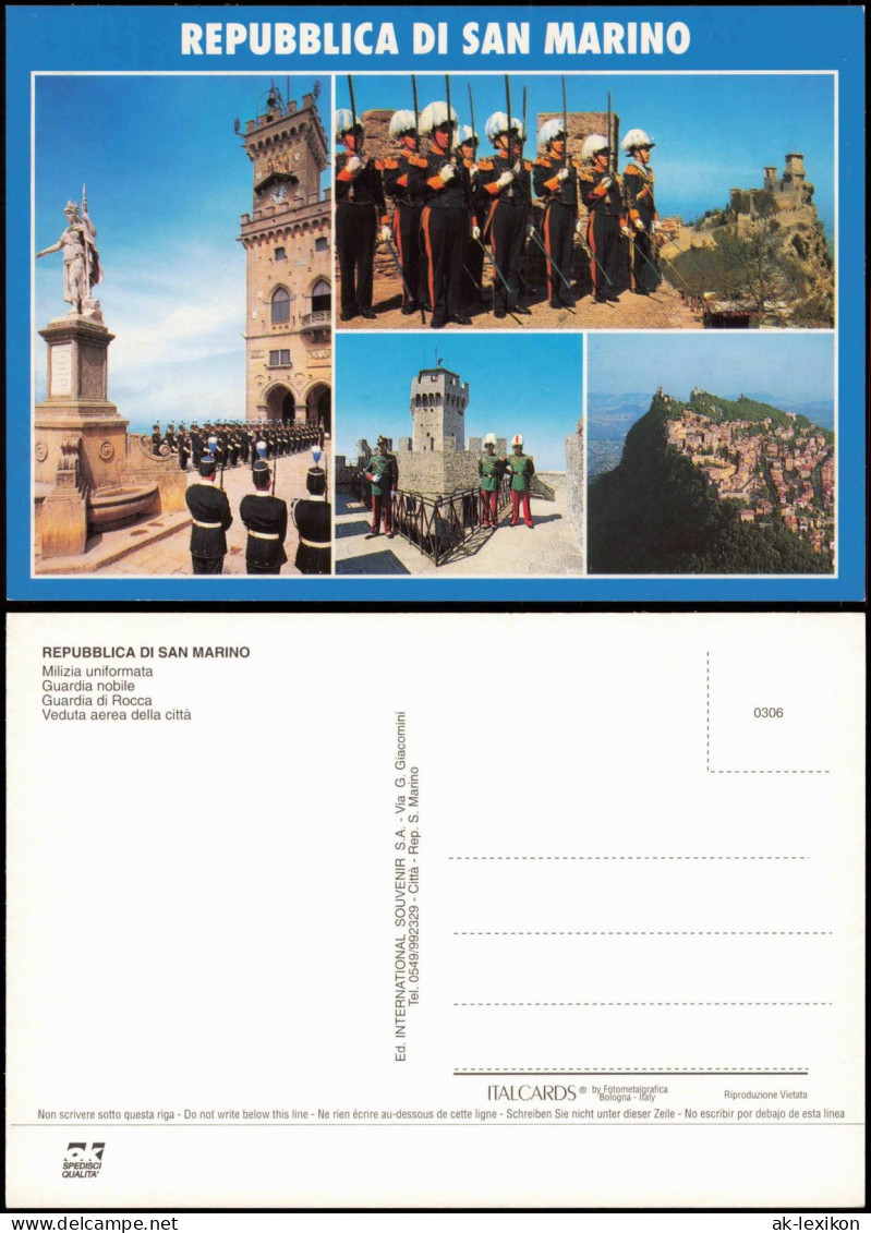 San Marino Mehrbild-AK U.a. Milizia Uniformata   Veduta Aerea Della Città 1980 - San Marino