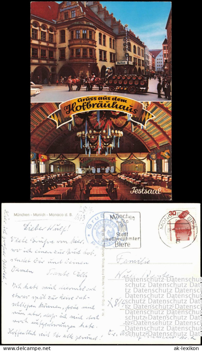 Ansichtskarte München Hofbräuhaus 2 Bild - Festsaal 1973 - München