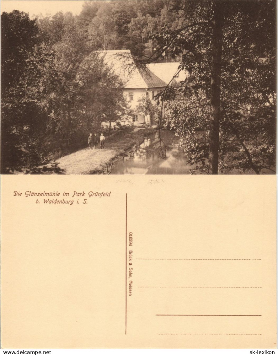 Waldenburg (Sachsen) Fürstlicher Park Grünfeld Glänzelmühle 1913 - Waldenburg (Sachsen)