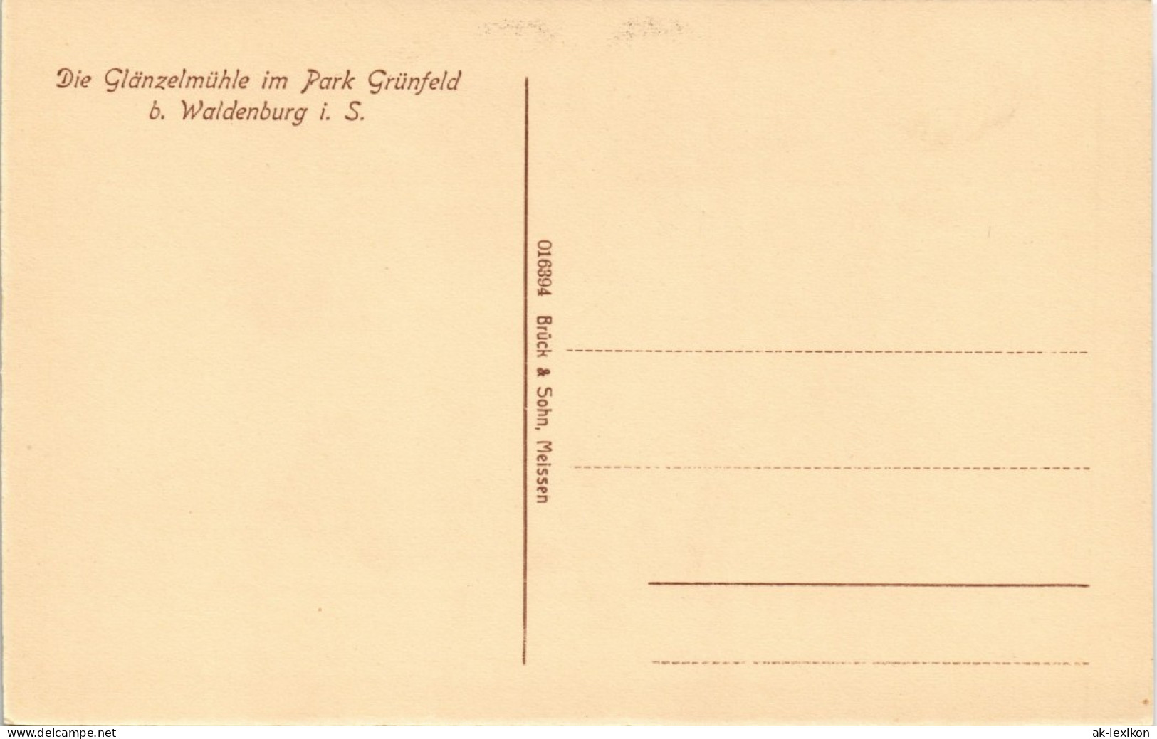 Waldenburg (Sachsen) Fürstlicher Park Grünfeld Glänzelmühle 1913 - Waldenburg (Sachsen)