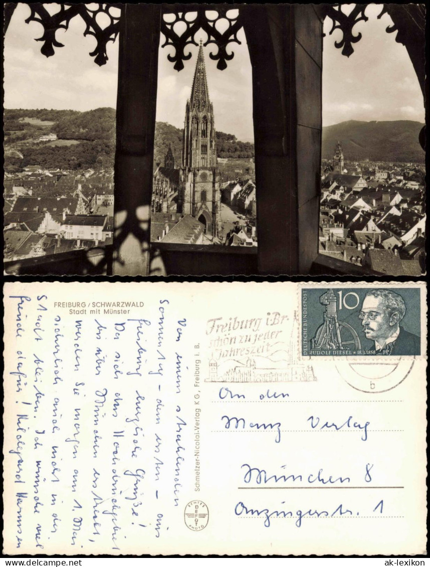 Ansichtskarte Freiburg Im Breisgau Stadt Mit Münster 1964 - Freiburg I. Br.