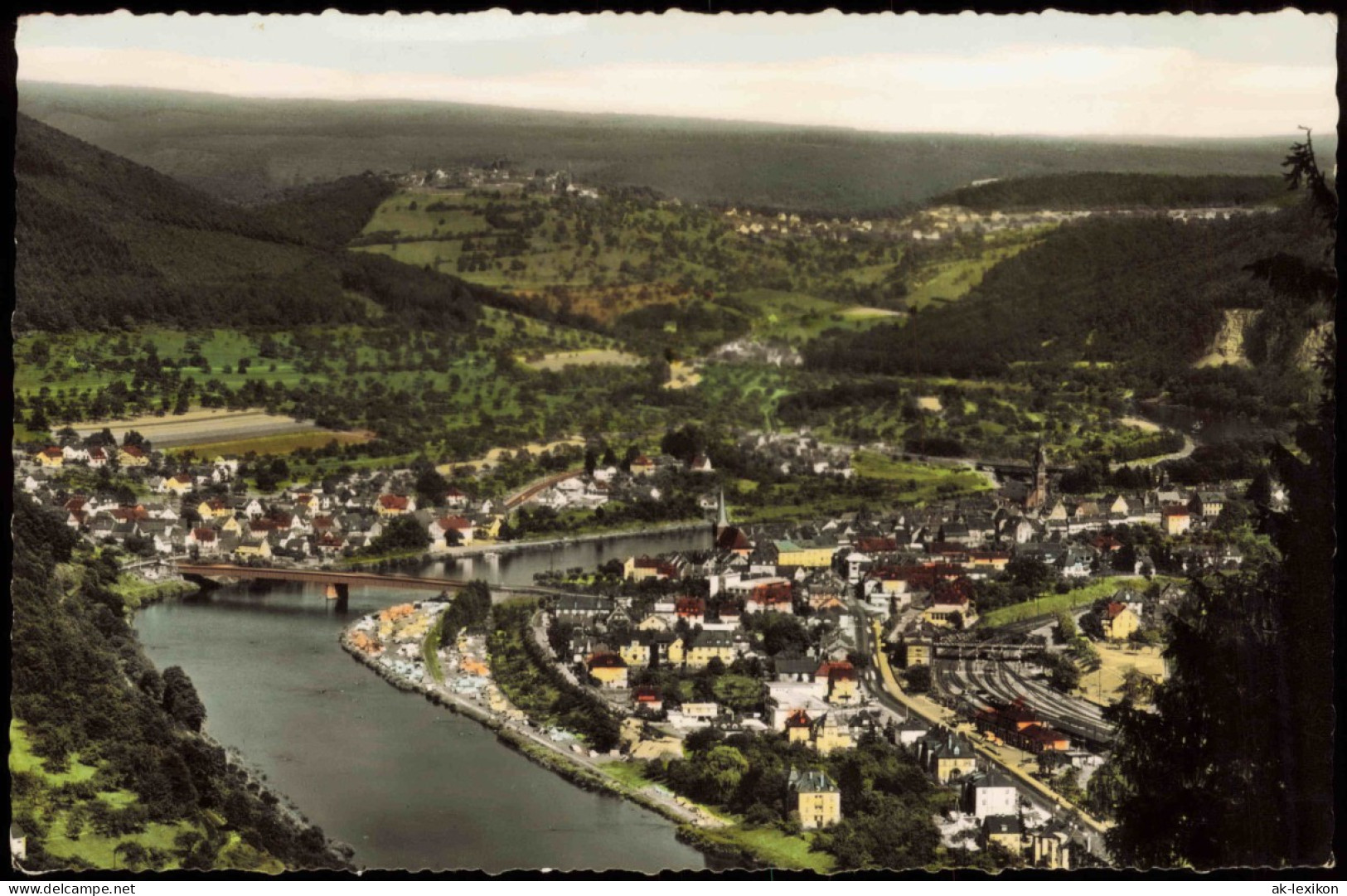 Ansichtskarte Neckargemünd Blick Auf Die Stadt, Color-Fotokarte 1952 - Neckargemuend