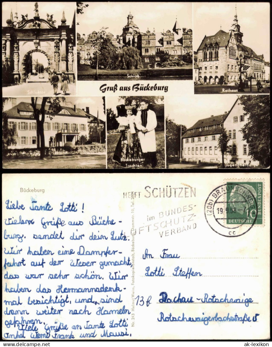 Ansichtskarte Bückeburg Rathaus, Tracht, Schloß MB 1958 - Bückeburg