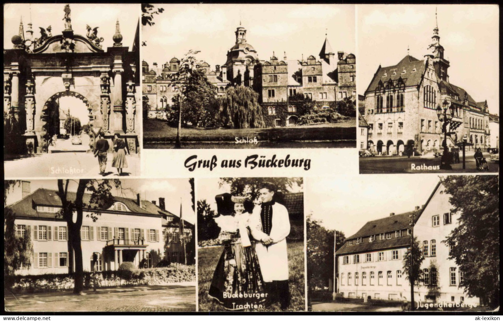 Ansichtskarte Bückeburg Rathaus, Tracht, Schloß MB 1958 - Bückeburg