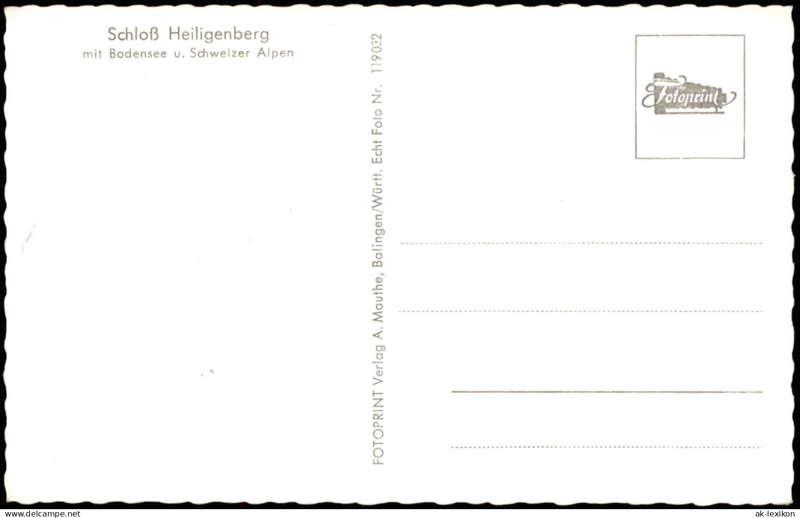 Heiligenberg (Bodenseekreis) Schloß Mit Bodensee U. Schweizer Alpen 1962 - Autres & Non Classés