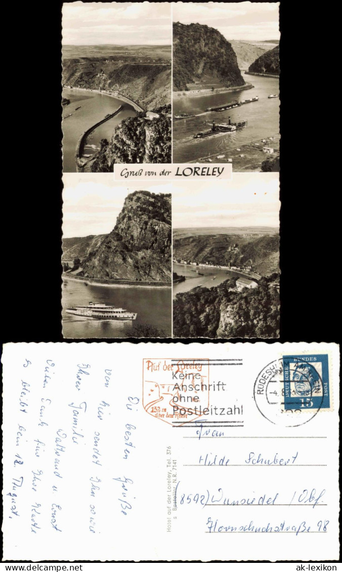 Ansichtskarte Sankt Goar 4 Bild: Schaufelraddampfer, Rheintal Loreley 1963 - St. Goar