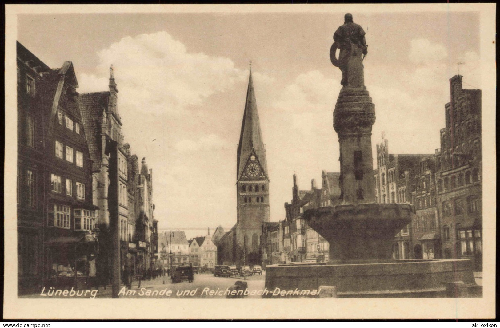 Ansichtskarte Lüneburg Am Sande Und Reichenbach-Denkmal 1942 - Lüneburg