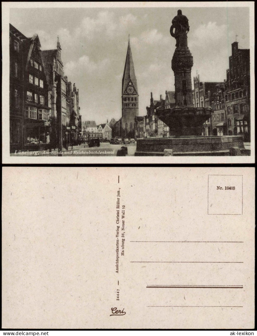 Ansichtskarte Lüneburg Am Sande Und Recihenbachdenkmal 1940 - Lüneburg