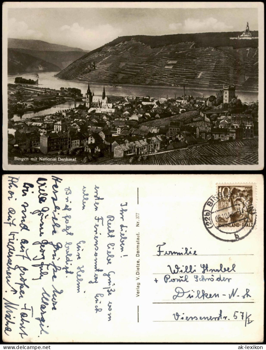 Bingen Am Rhein Panorama Rhein Mit  1948   Frankiert Mit 10 Pf. Rheinland-Pfalz - Bingen