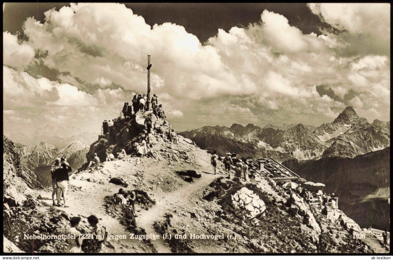 Ansichtskarte Oberstdorf (Allgäu) Nebelhorn, Gipfel, Wanderer Und Kreuz 1961 - Oberstdorf