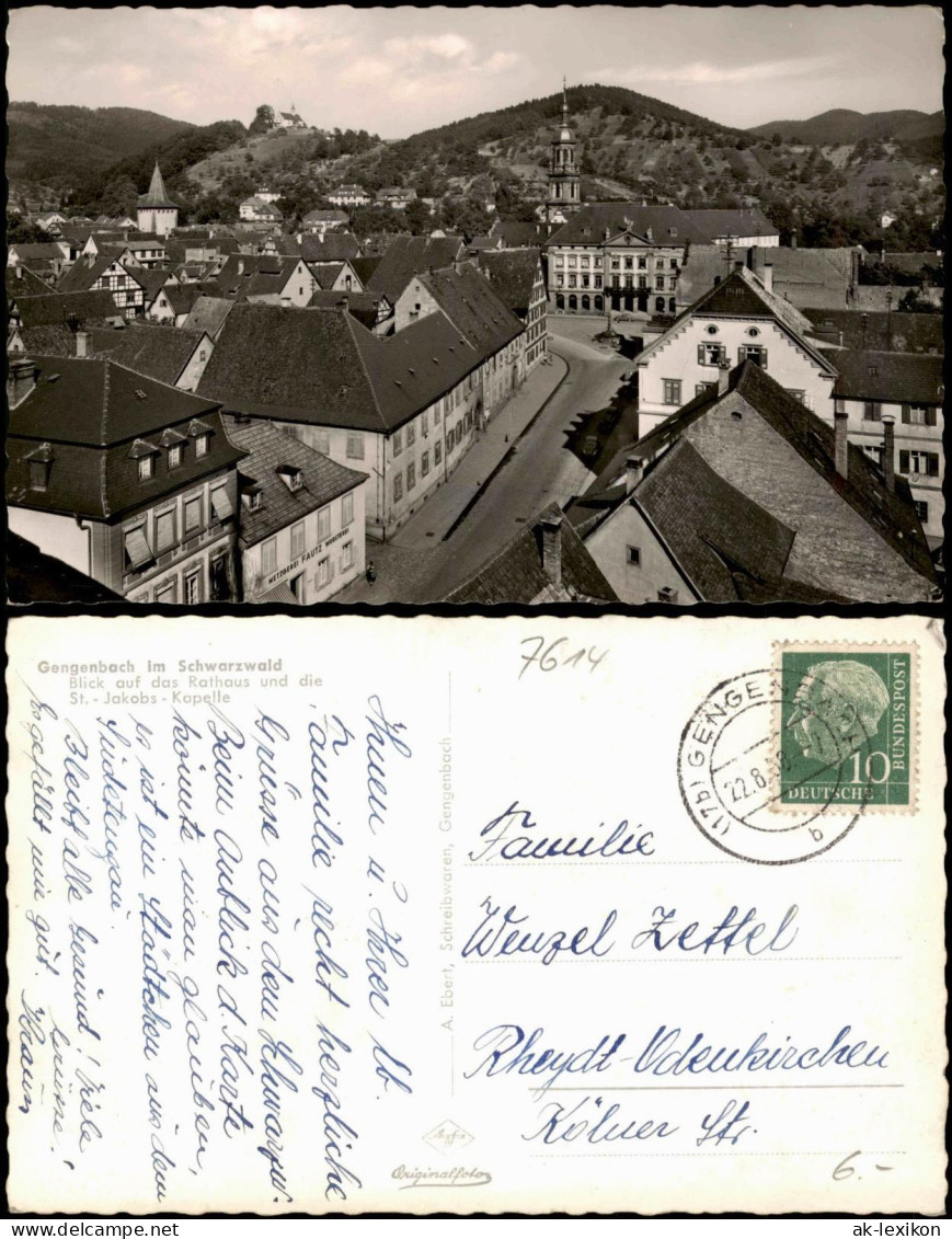 Gengenbach (Schwarzwald) Panorama-Ansicht Rathaus Und St. Jakobs- Kapelle 1958 - Andere & Zonder Classificatie