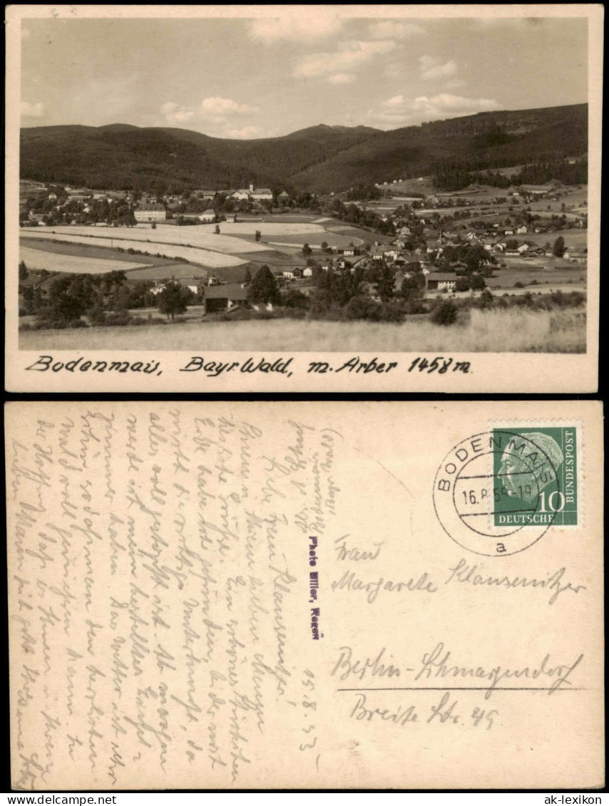 Bodenmais Panorama-Ansicht, Bayrischer Wald, M. Arber 1458m. 1955 - Bodenmais