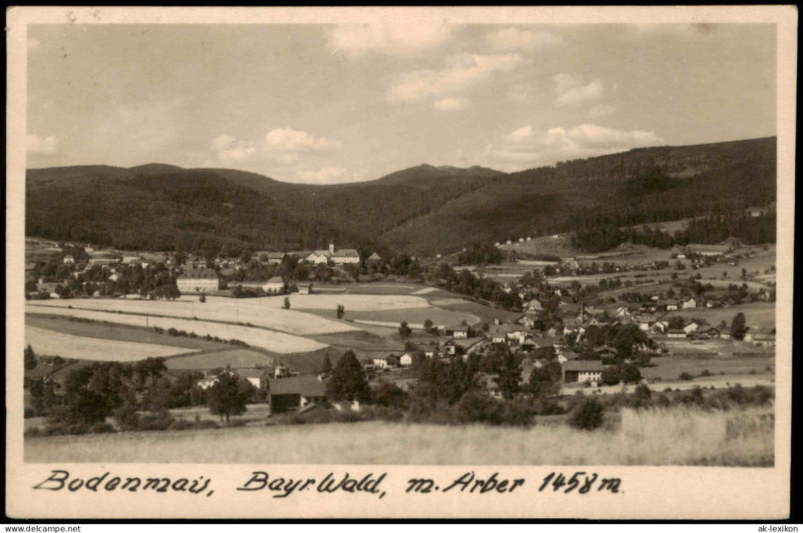 Bodenmais Panorama-Ansicht, Bayrischer Wald, M. Arber 1458m. 1955 - Bodenmais