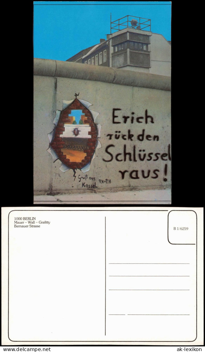 Ansichtskarte Mitte-Berlin Bernauer Straße Mauer - Wall - Grafitty 1980 - Mitte