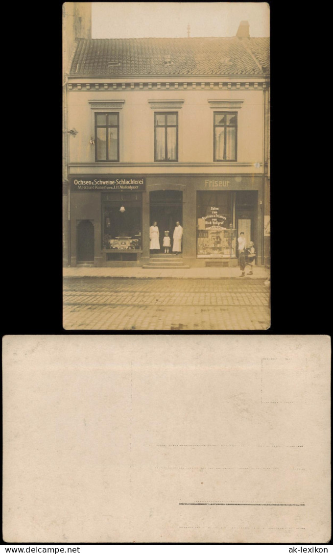 Ansichtskarte  Ochsen Schweine-Schlachterei Friseur Mit Familien 1917 - Non Classés