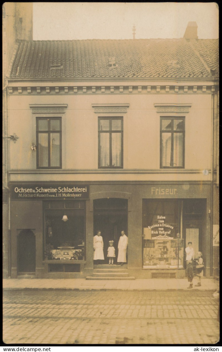 Ansichtskarte  Ochsen Schweine-Schlachterei Friseur Mit Familien 1917 - Unclassified