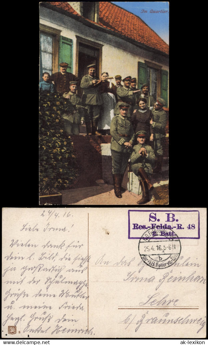 Ansichtskarte  Soldaten Vor Haus Feldpostkarte 1. WK 1916   Feldpoststempel - Guerre 1914-18