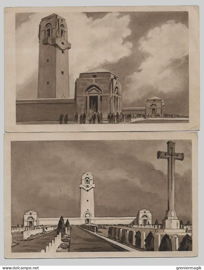 Lot De 2 Entiers Postaux 1938 Inauguration Du Monument Australien Villers-Bretonneux 55c Et 1f Flamme Krag - Verzamelingen En Reeksen: PAP